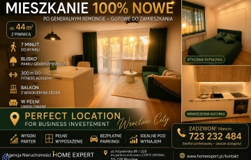 Zdjęcie główne ogłoszenia 2pok, 44met, Okolice Żeglarskiej PO REMONCIE/BALKON/PIWNICA (Wrocław)