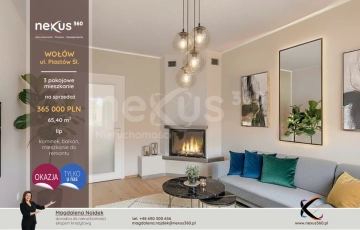 Zdjęcie główne ogłoszenia 3‑pokojowe mieszkanie, balkon, kominek – Wołów