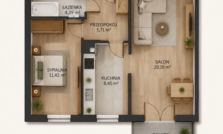 2pok, 50met, Okolice Trockiej BALKON/MP/2021 (Wrocław) | Zdjęcie główne