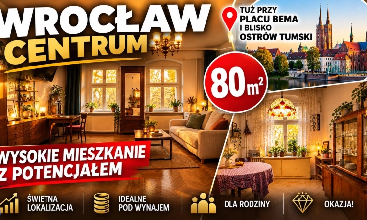 2pok, 80met, okolice Placu Bema ROZKŁAD/PIWNICA (Wrocław) | Zdjęcie główne