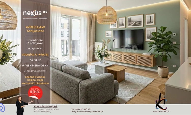 3 pok., duży balkon, miejsce postojowe gratis | Zdjęcie główne