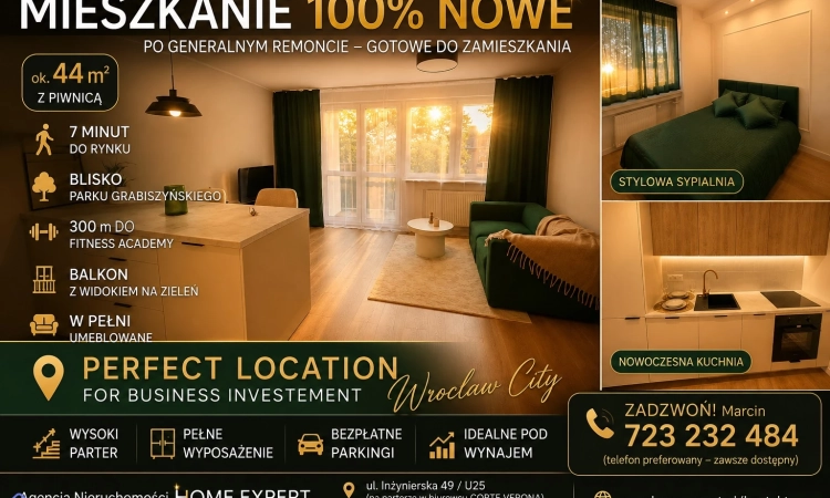 2pok, 44met, Okolice Żeglarskiej PO REMONCIE/BALKON/PIWNICA (Wrocław) | Zdjęcie główne