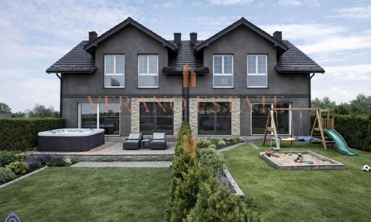 Nowoczesny bliźniak z ogrodem  Bramki gm. Błonie | Zdjęcie główne