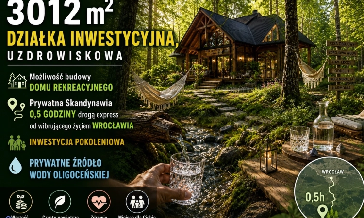 Działka inwestycyjna (3012 met) okolice Wrocławia (Ostrowina) | Zdjęcie główne
